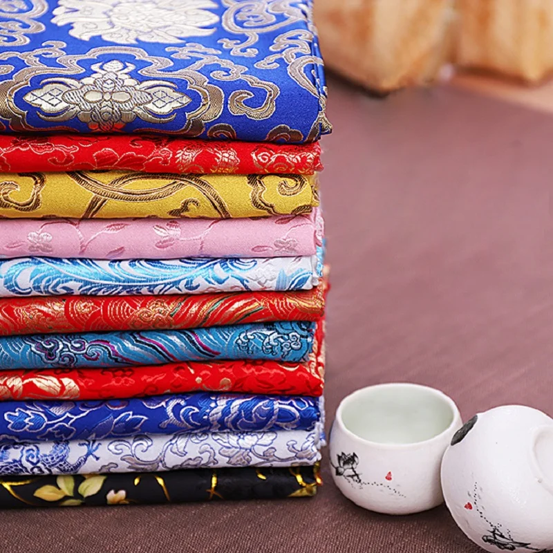 

Brocade jacquard fabrics silk flower satin material for sewing dress cheongsam kimono needlework patchwork cloth by the meter