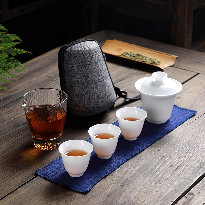 

Tea set Outdoor Travel Teas Portable Kung Fu teapot Tea Mug Beautiful and easy teapot kettle,Ceramic Drinkwar Teaset Gaiwan