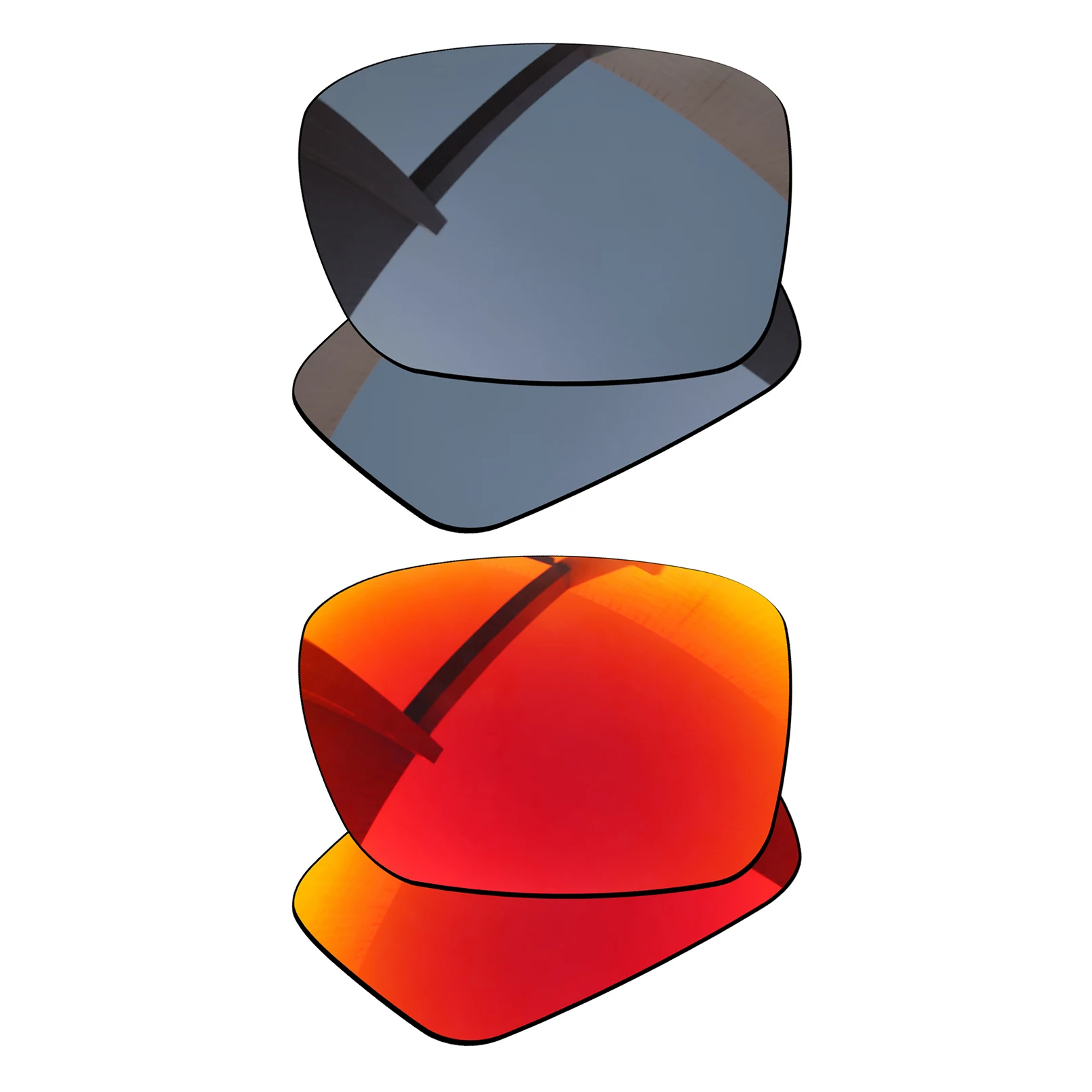 Bsymbo 2 Pairs Agate Red & Sliver Grey Polarized Replacement Lenses for-Oakley Holbrook R OO9377 Frame