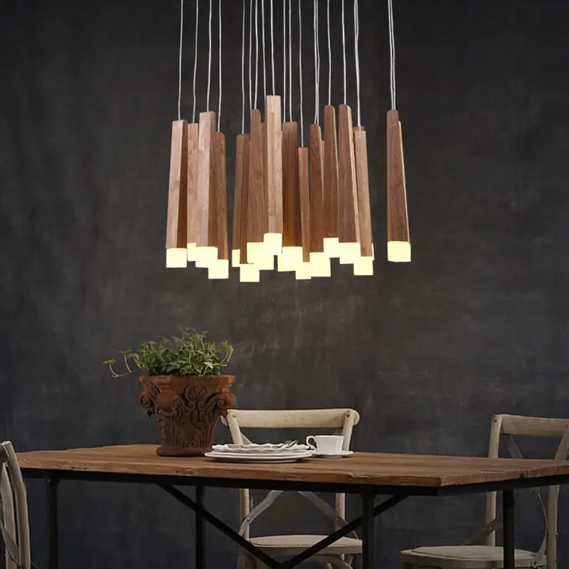 Современная подвесная Подвесная лампа из дерева Массивный деревянный подвесной