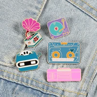 9 style brooch vintage game machine envelope phonograph square enamel pin and brooches for women badge jackets men accessories