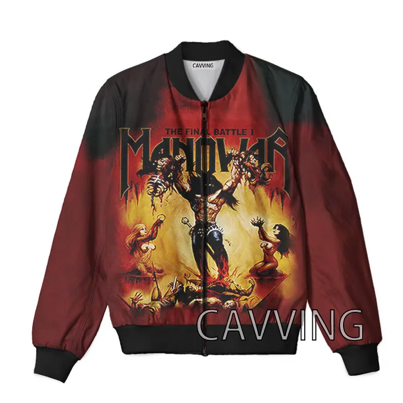 

New Fashion Women/Men's 3D Print Manowar Band Zipper Bomber Jackets Men Overcoat Mens Coat Zip Up Jackets