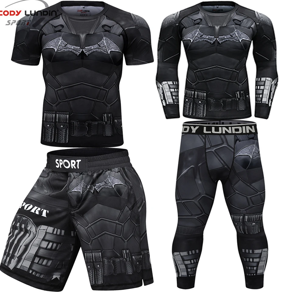 MMA Rashguard T Shirts+Pants Rash Guard Shorts BJJ Tracksuit Boxing Jerseys Muay Thai MMA Compression Men Kickboxing Sport Sets