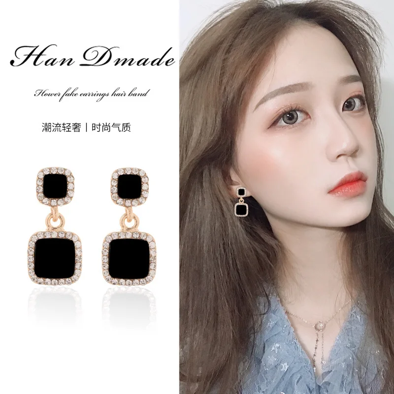 

925 Sterling Silverl Geometric Bead Charm Stud Earring For Women Fashion Party Jewelry pendientes Accessories