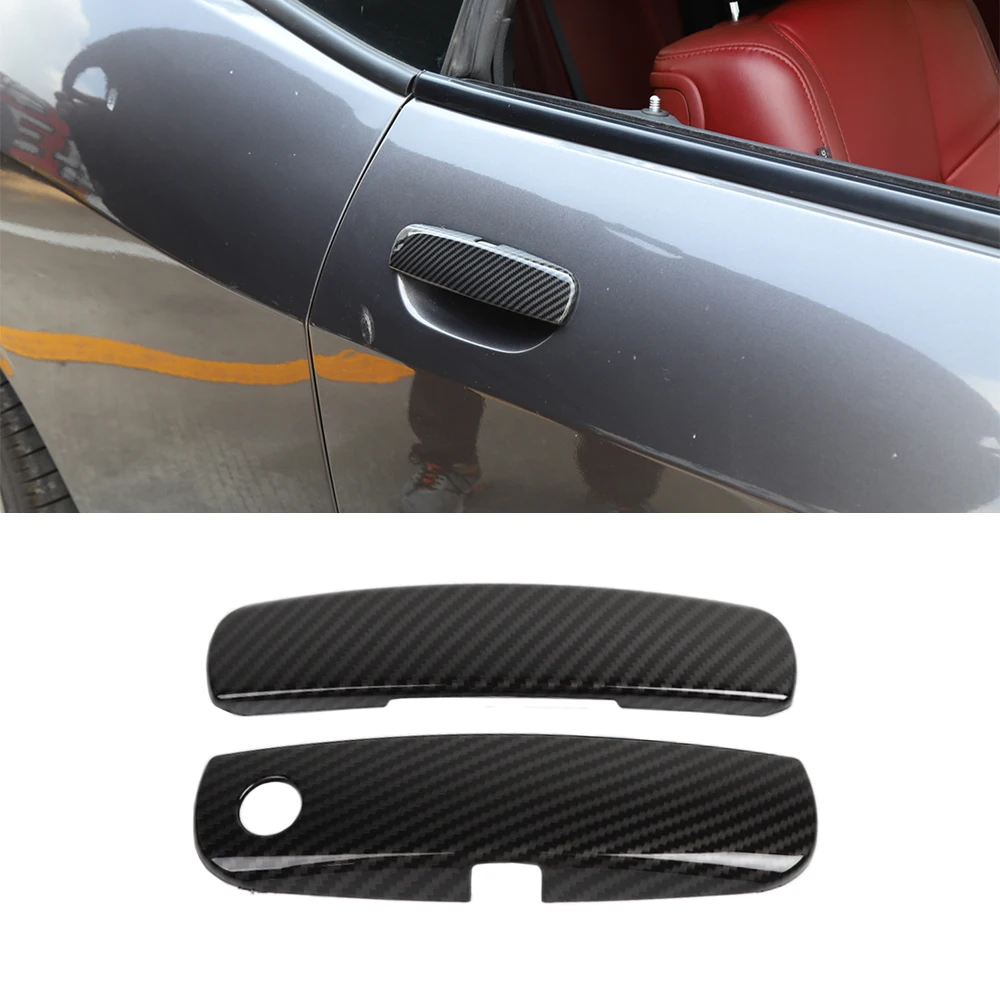 

for Dodge Challenger 2012-2021 Car Exterior Door Grab Handle Decorate Trim Cover Decal Accessories ABS Carbon Fiber/Red/Silver