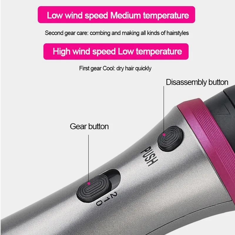 1000W Professional Hair Dryer Brush 5 In 1 Straightener Curler Comb Electric Blow With Roller Styler | Красота и здоровье