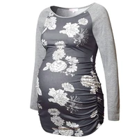 bear leader pregnant floral clothes for maternity women side ruched pregnancy female patchwork tops clothes casual clothings