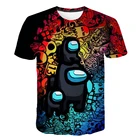 Футболка с принтом Among Us, для мальчиков 3-14 лет, забавная летняя футболка с круглым вырезом и надписью Harajuku, в стиле хип-хоп