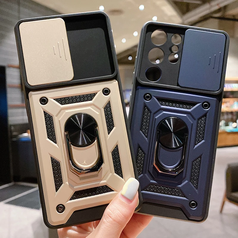 

Shockproof Armor Case For Samsung Galaxy A52 A72 A12 A32 A51 A71 S21 Ultra Plus S20 FE Lens Protection Magnetic Ring Holder Case