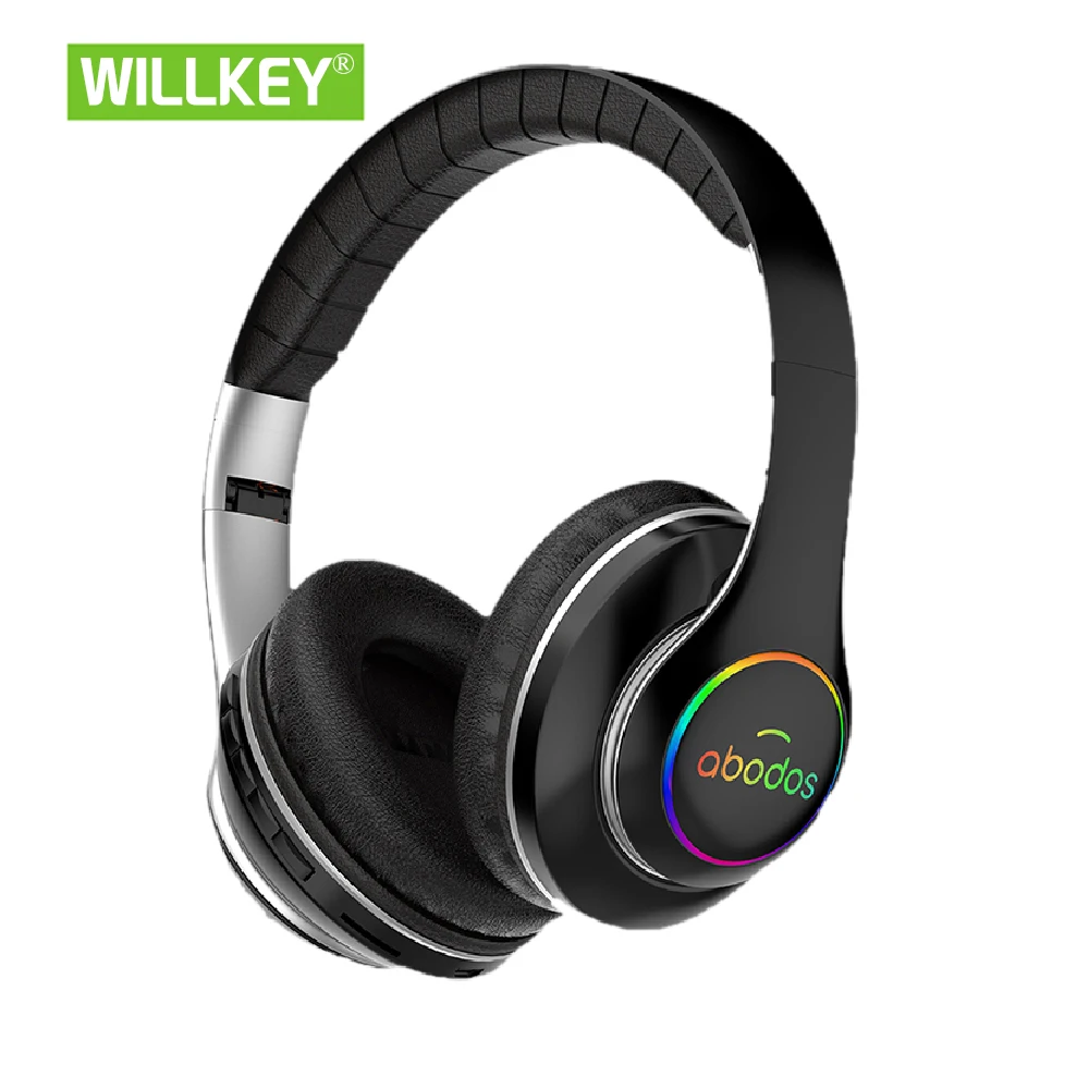 

AS-WH03 Foldable 1000mAh Bluetooth Headphones Wireless Headset 20h Playtime LED Light Support TF Card FM Radio Gaming Earphones