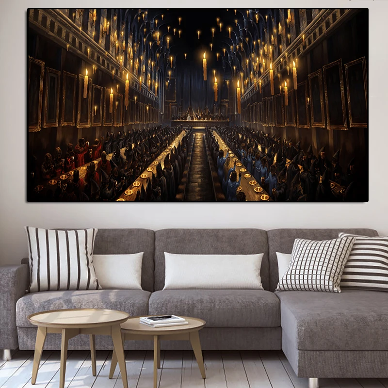 

HD Print The Great Hall Potteres Harries Poster Canvas Painting Movie Poster and Prints Wall Art Pictures for Kids Bedroom Decor
