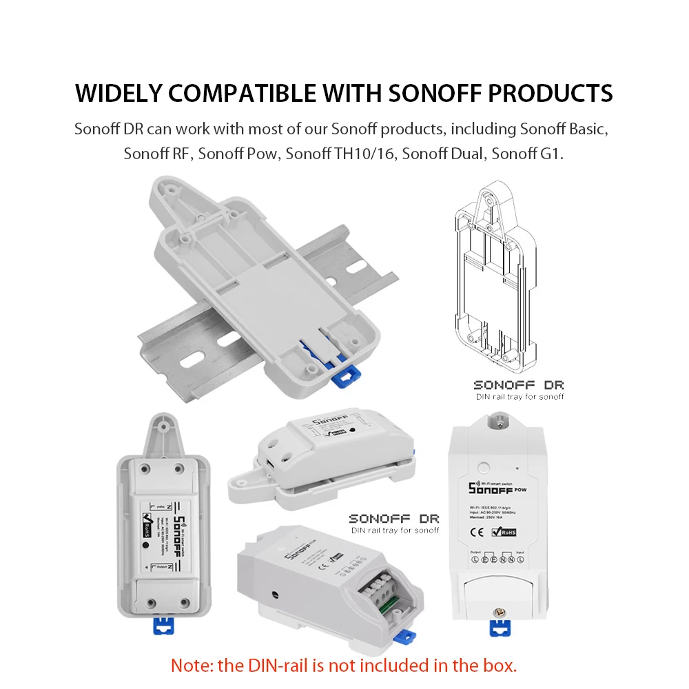Sonoff DIN Rail Tray Mounted Case Holder For Wifi Remote Control Switch Basic RF Pow TH10 TH16 Dual Smart | Электроника