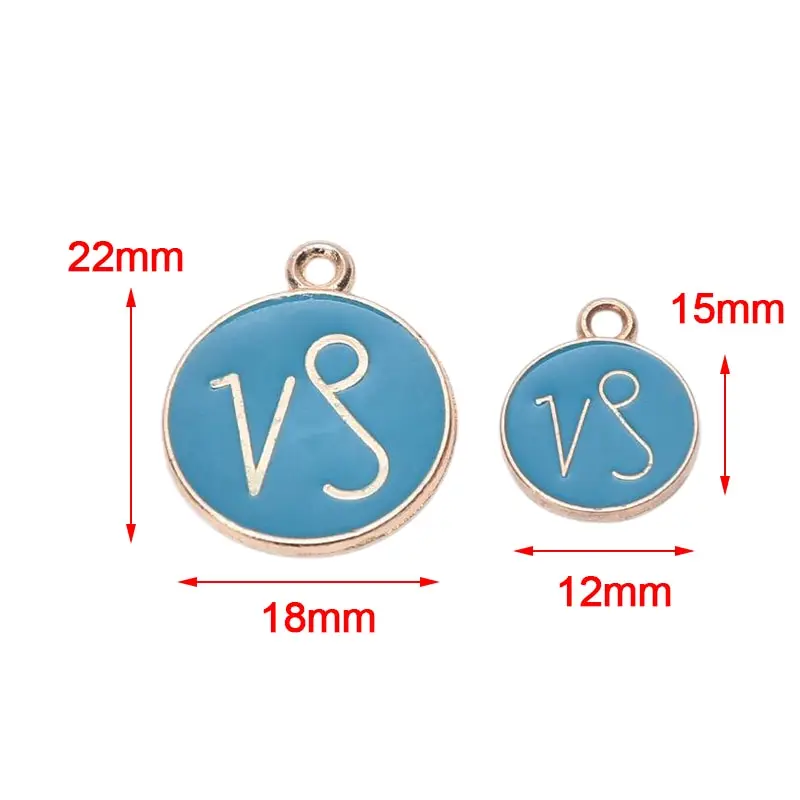 

12Pcs Enamel Constellation Charms Double Side Pendant Jewelry Making Accessories
