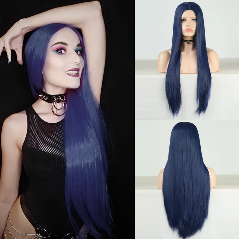 Харизма темно синий парик средней части синтетические парики для черных женщин