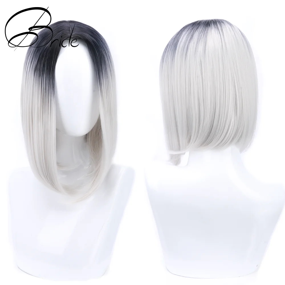 Короткие прямые парики для невесты зеленые женщин из синтетического волокна