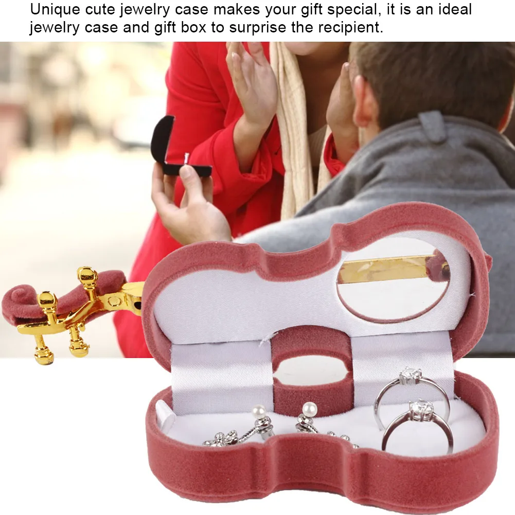 Бархатная Подарочная коробка для ювелирных изделий в форме скрипки свадебного