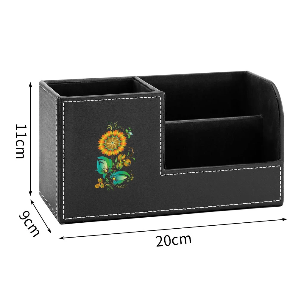 

Small Yellow Flower Sunflower Farmhouse Style Storage Box Black Brown Multifunction Highquality Leather Collect Tool Home Office