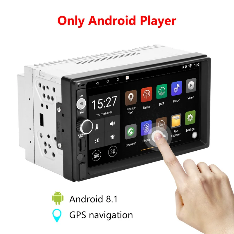 Only Android Player JMCQ " 1080 P Автомобильный Радио DVD GPS MP5 плеер цифровой сенсорный экран мультимедийный плеер 2 Din Авторадио RDS FM/AM навигация - Цвет: Only Android Player