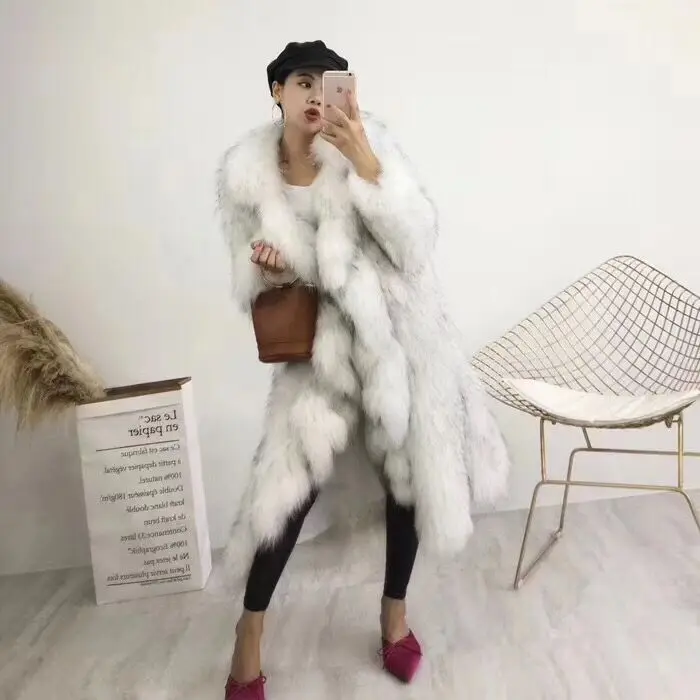2020 г. Модный корейский тренчкот Fxfurs из меха лисы енота воротник оборки