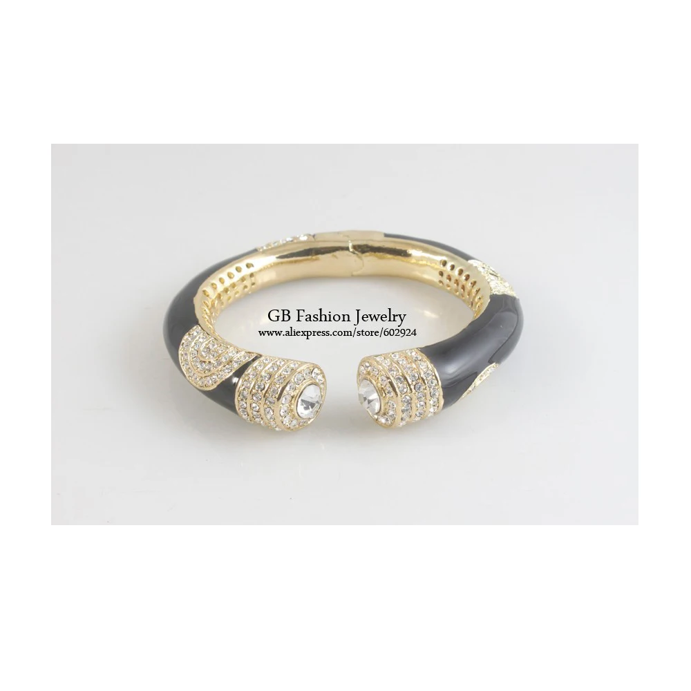 Модные Пружинные браслеты золотистые кристально чистые энимальные черного