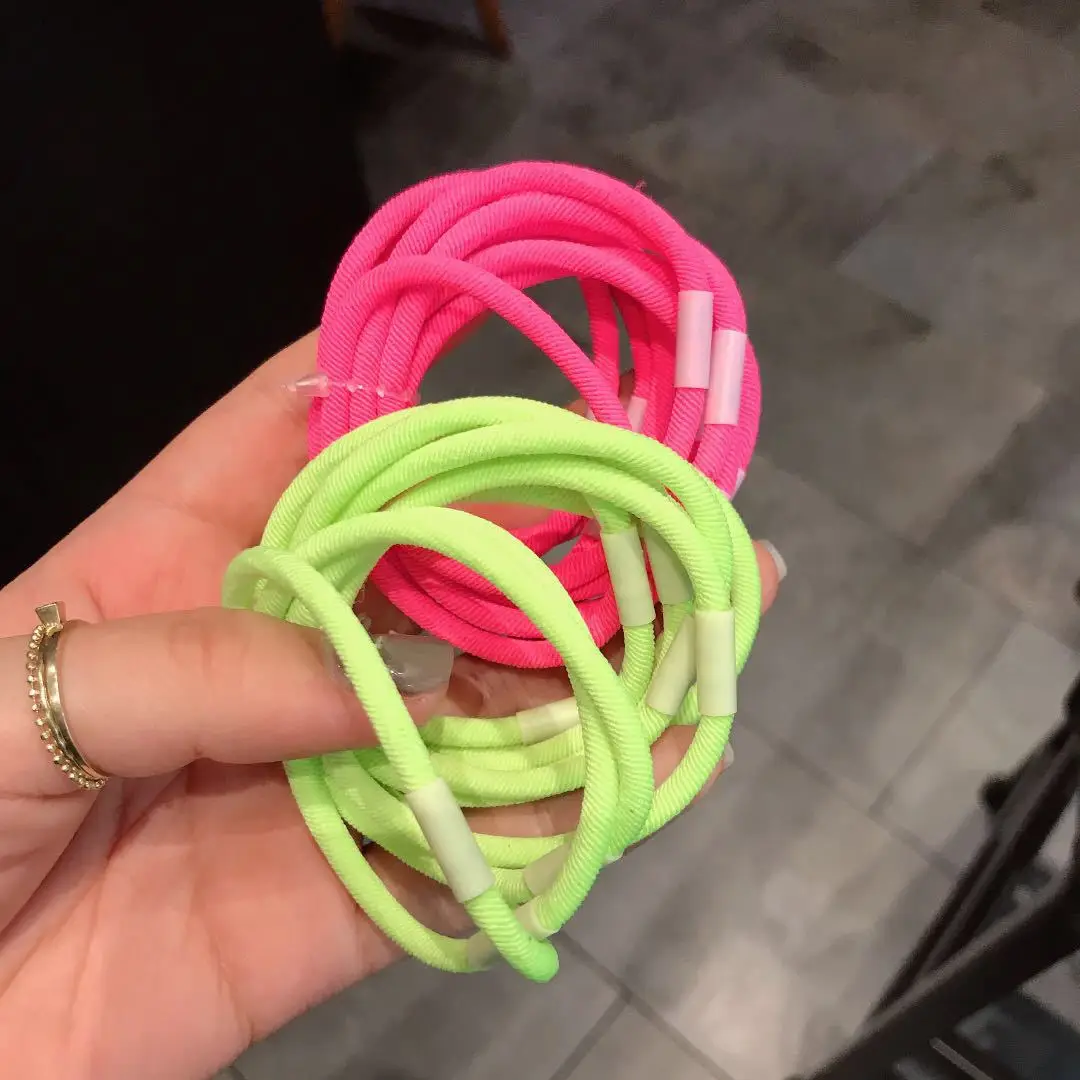 Резинки для волос женские яркие неоновые толстые 10 шт. |