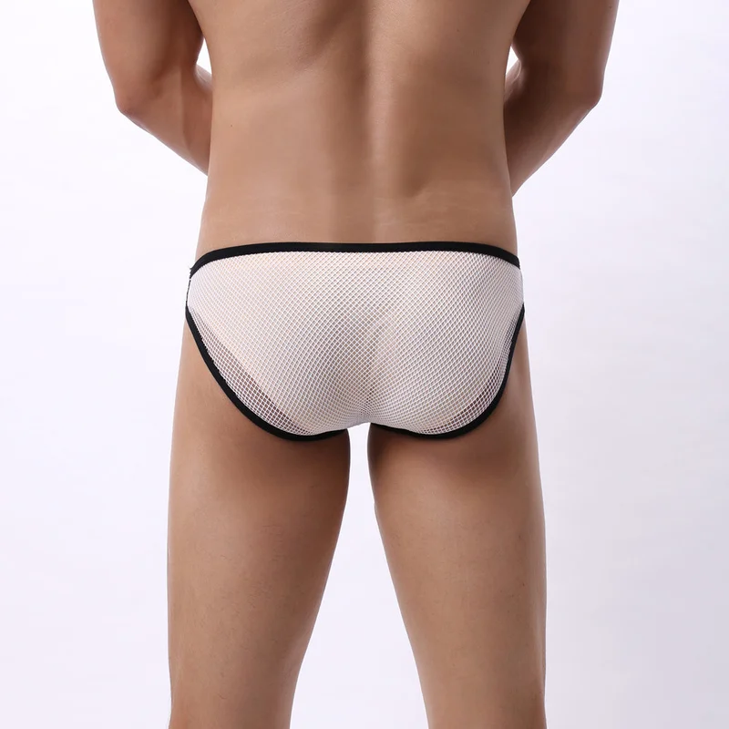 Сексуальные мужские плавки Ракушки сетка прозрачный мужской боди с мешочком для