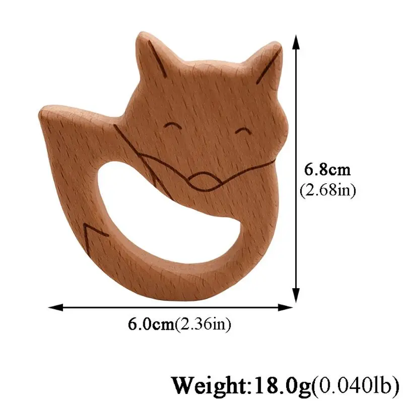 

1PC Baby Teether Animal Wood Rings Food Grade Wooden Teether Nursing Pendant Teething Toys