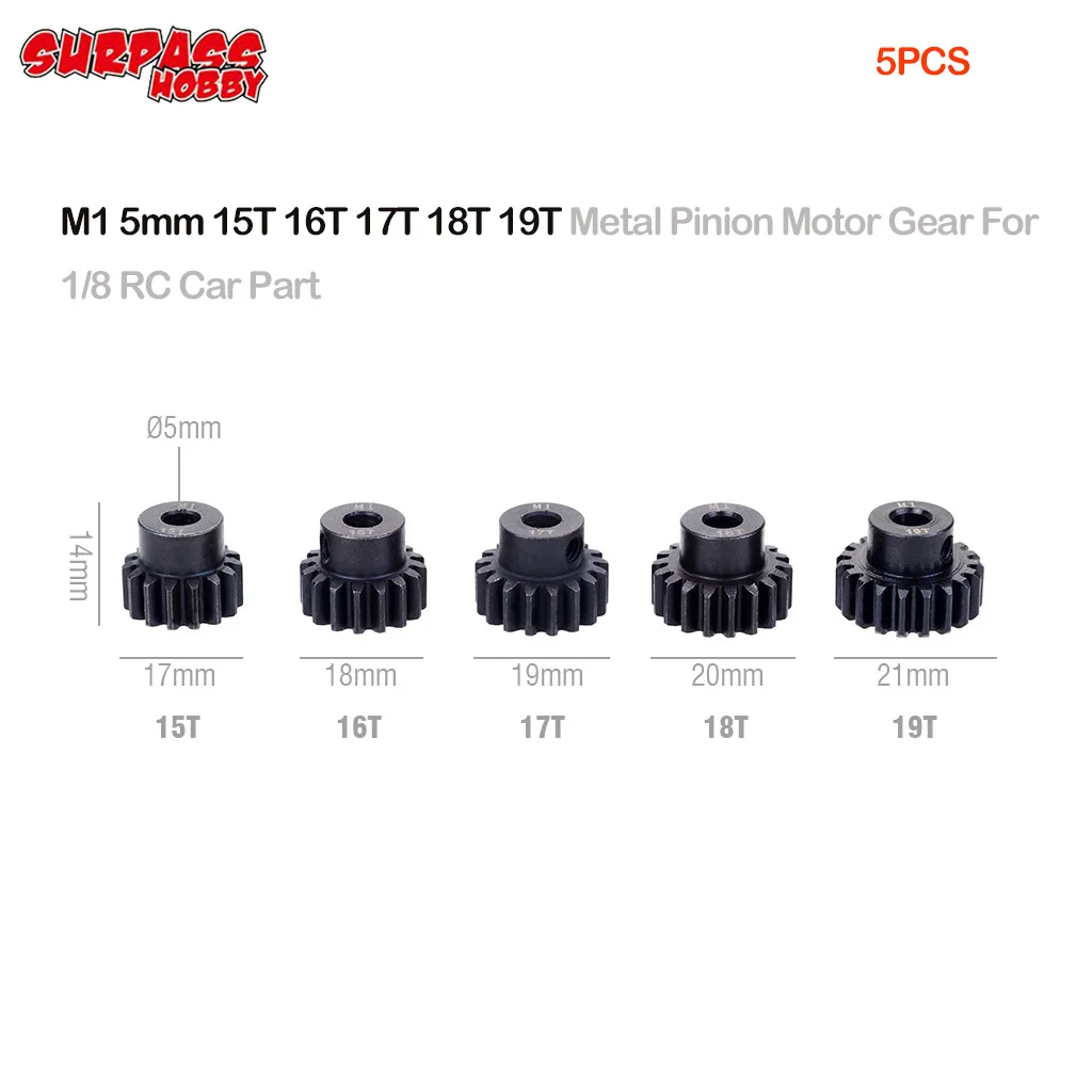 SURPASS HOBBY 5 шт. M1 мм 15T 16T 17T 18T 19T металлический Шестеренчатый двигатель Combo для 1/8 RC
