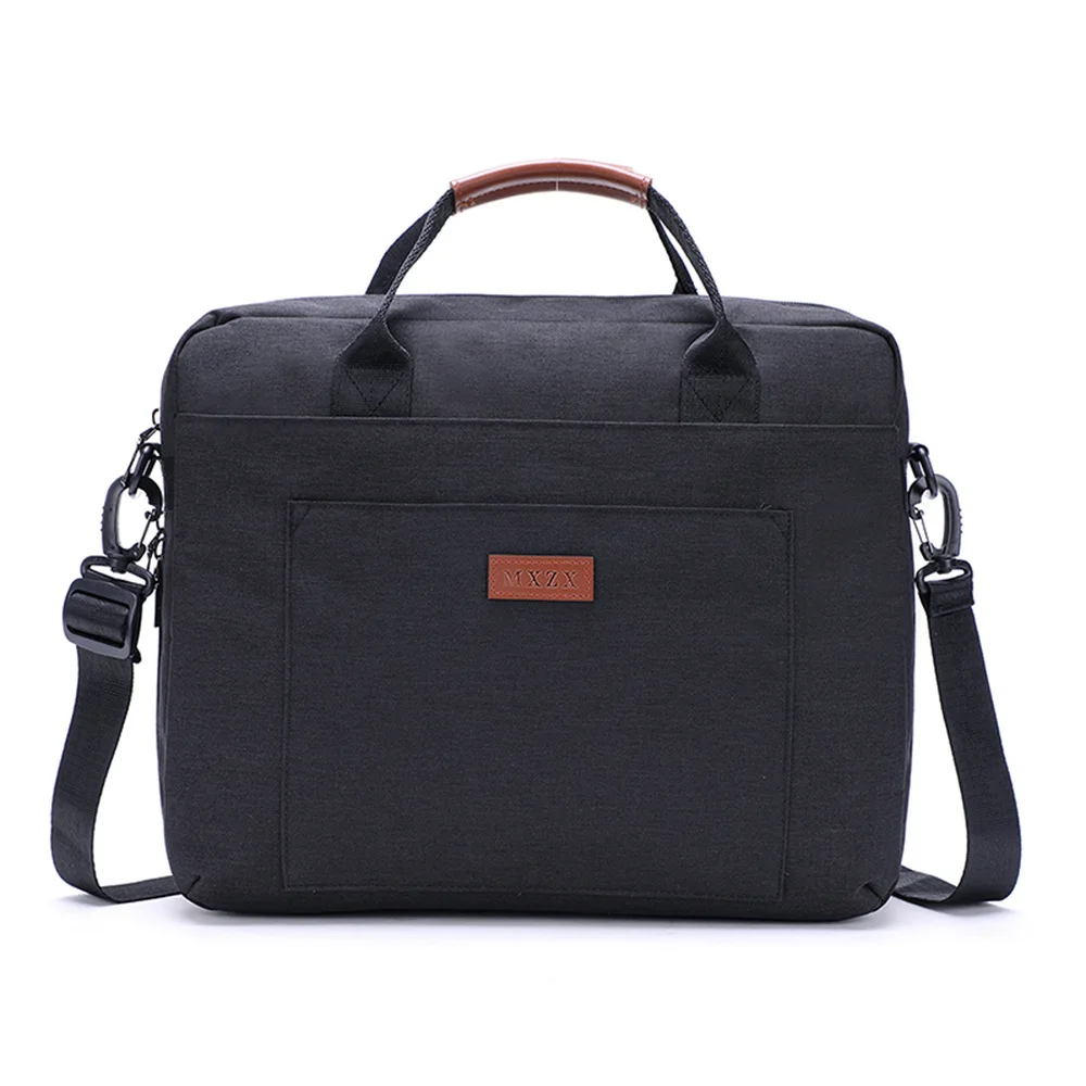 black 14 inches new all-in-one solid color business computer bag out of office fashion simple portable one shoulder breathable briefcase - Цвет: black 14 inches