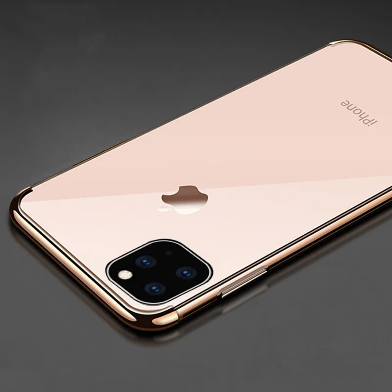 Силиконовый чехол Kjoew с гальваническим покрытием для iPhone 11 Pro Xs Max X XR 6 6s 7 8 Plus