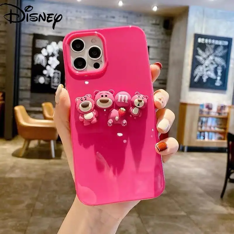 

Disney Cute Strawberry Bear Original Phone Case for iPhone 7/8P/X/XR/XS/XSMAX/11/12Pro/12min Phone Girl Case Cover