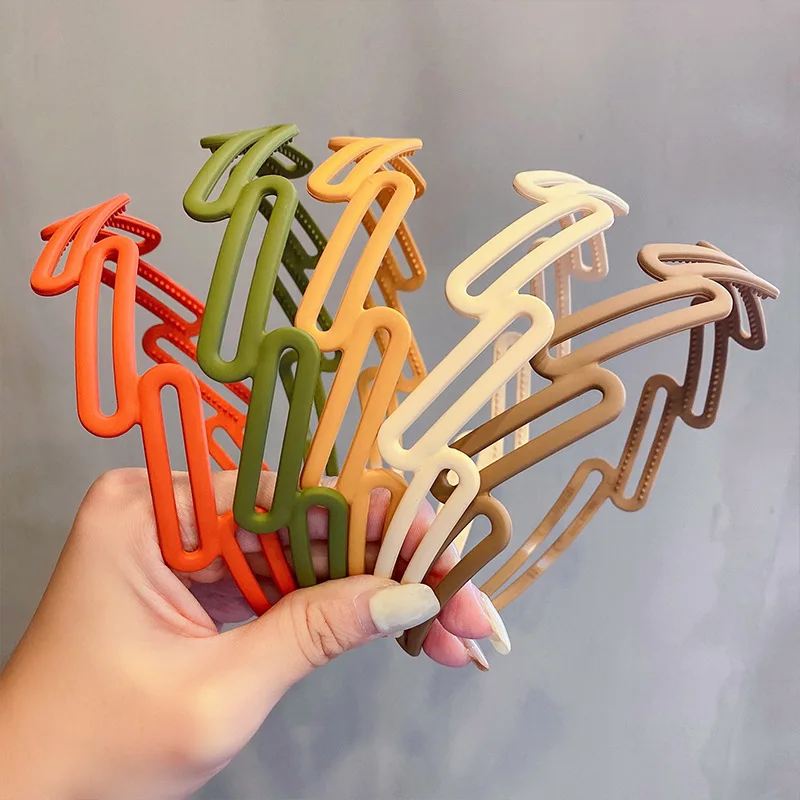 

Sweet Girls Wave Hairbands Matte Plastic Hair Hoop with Teeth Headbands for Women Bezel Headwear Fashion Hair Accessories