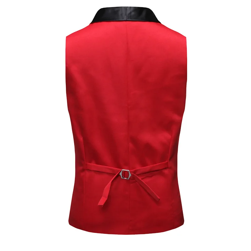 Жилет мужской под смокинг Красная приталенная безрукавка в стиле пэчворк без
