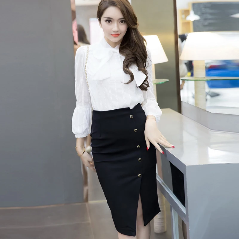 Новая модная черная тонкая юбка-карандаш Женская Классическая пикантная юбка