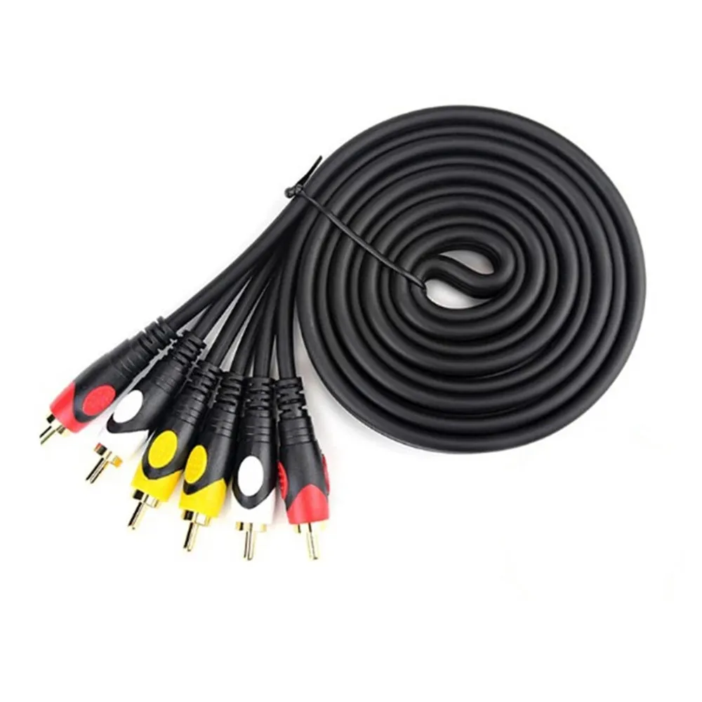 Кабель 3RCA RCA позолоченный штекер AV видеокабель для DVD TV VCD черный 1 8 м 3 метра 5 10 15 20