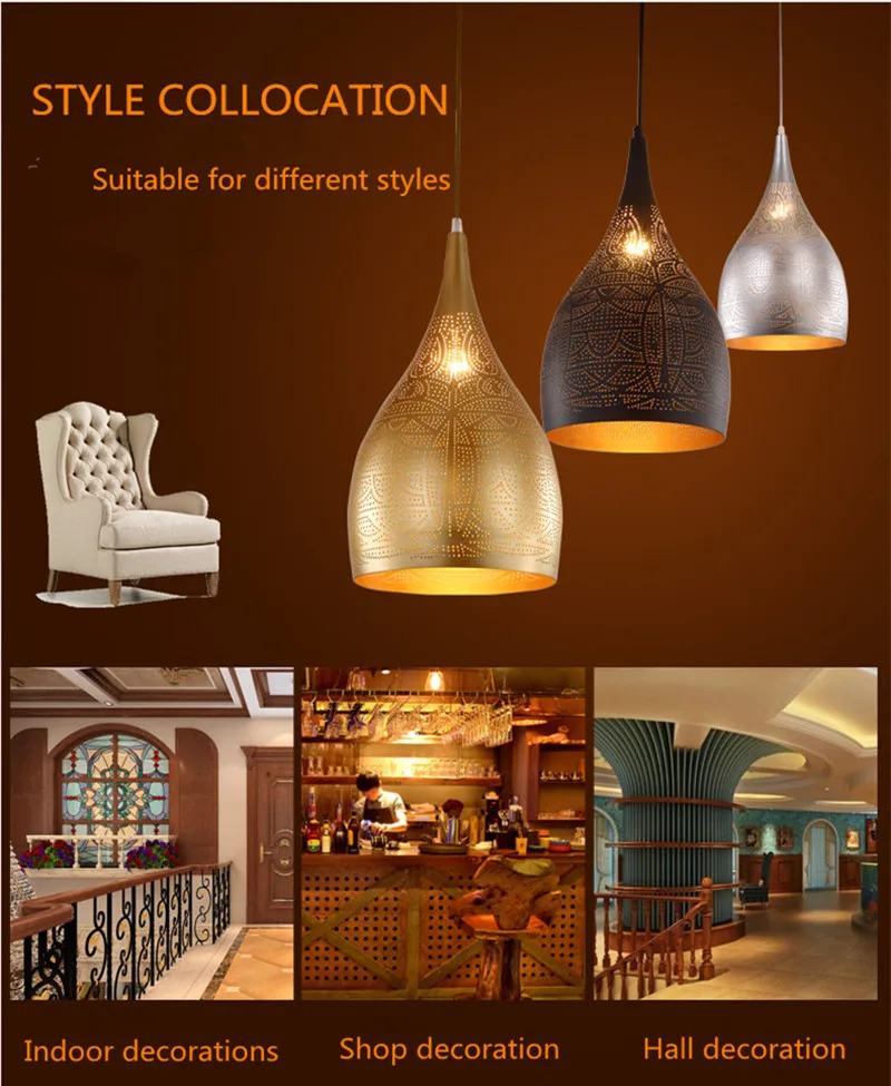 Подвесной светильник в арабском стиле современный минималистичный Железный