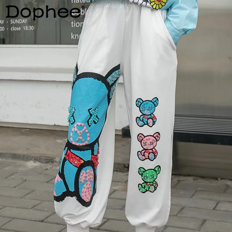 

Fashion Cartoon Loose Jogger Sports Pants Women Spring Summer Plus Size Harem Sweatpants Female High Waist Casual Baggy Trousers