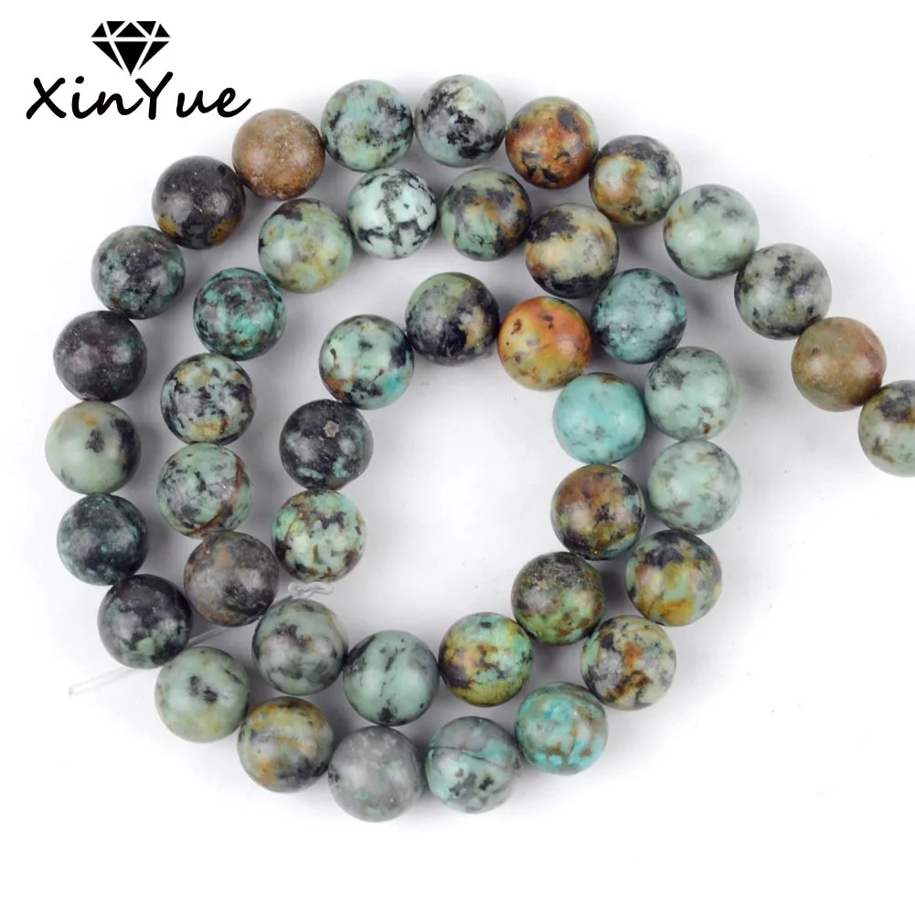 

Natural African Turquoise Stone Beads Round Loose Spacer For Jewelry Making DIY Bracelet Handmade 4/6/8/10/12mm