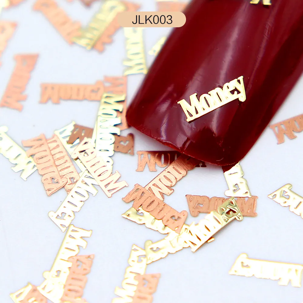 

Thin Styles About 800pcs\bag Letter Logo Metal Nail Decoration Jewelry Wholesale Nail Metal Plate Sequin