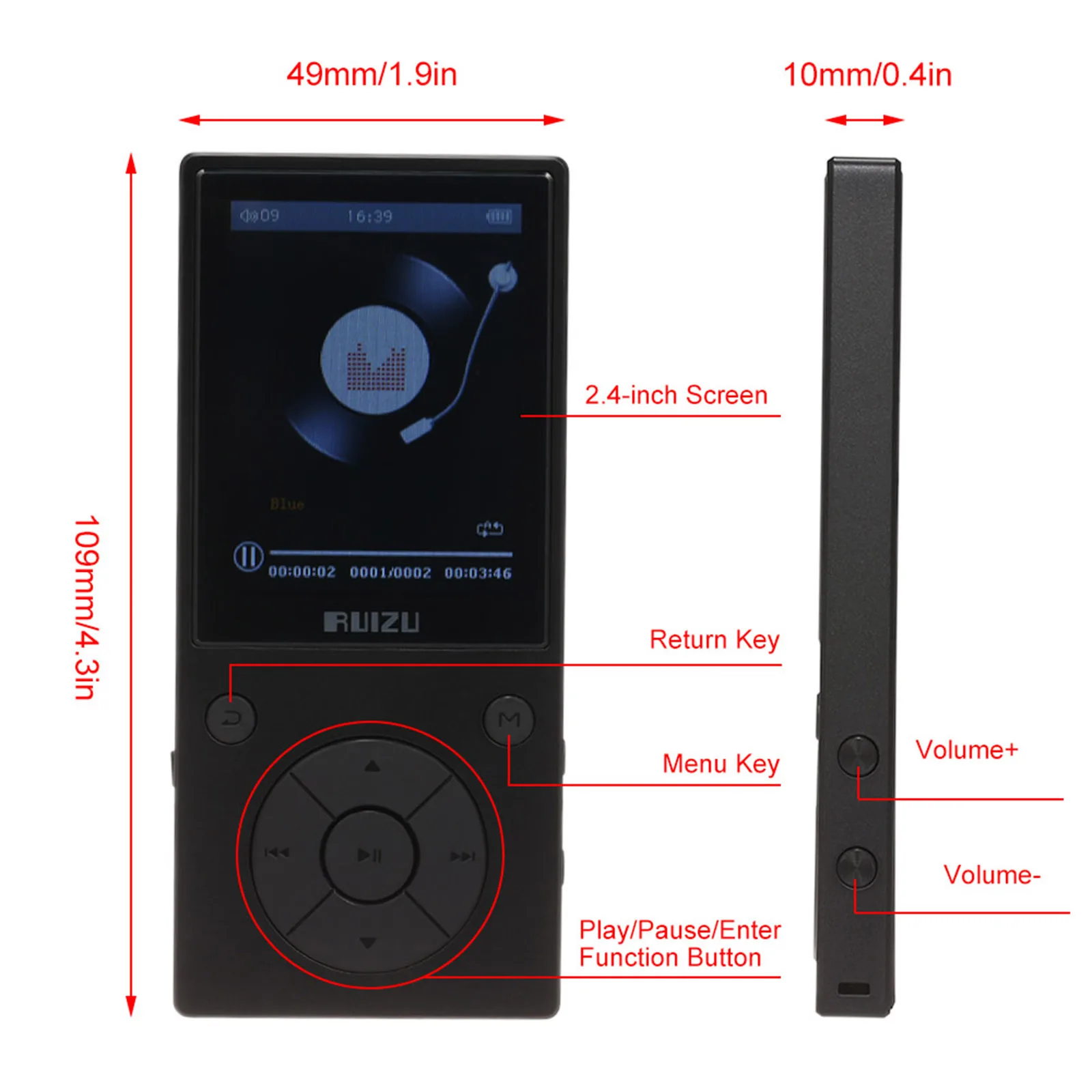 Новый металлический D11 Bluetooth MP3 MP4 плеер 2 4 дюймов TFT HD экран 8 Гб HiFi музыкальный с FM