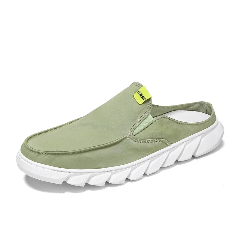 

XUEBOOT Male Leisure Half Drag 2021Summer Breathable Lightweight Flat Slippers 39-44size Lazy Daily Slip On Canvas Shoes For Man