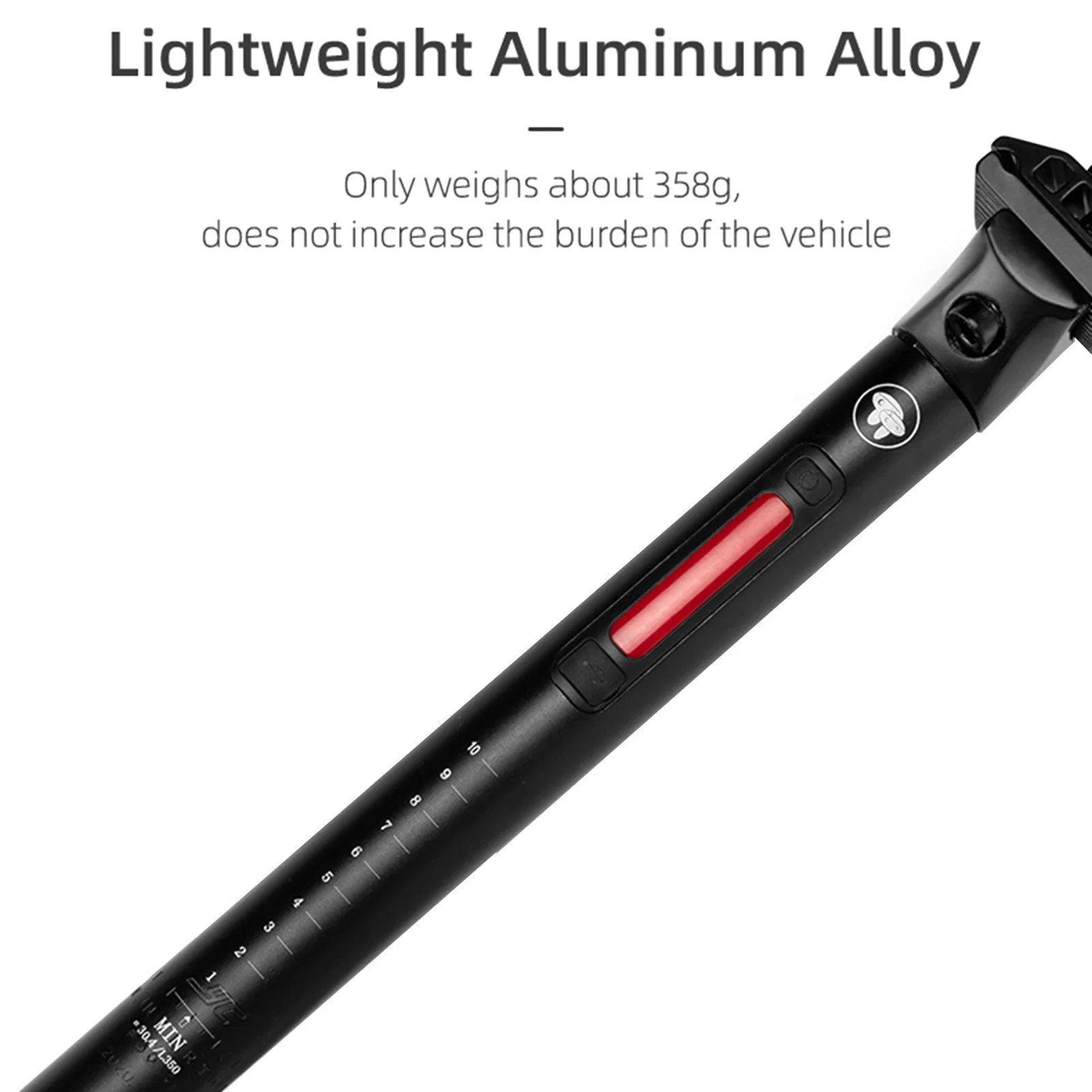 

Adjustable Clamp Aluminum Alloy Double Track Seat Tube With USB Charging Brake Induction Tail Light Safety Warning Light