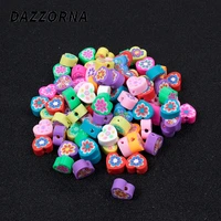 50100pcsbag mixed color heart flower style polymer clay spacer beads diy necklace bracelet earring jewelry findings making