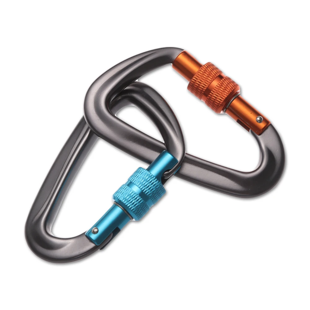 

12KN 7075 Professional Climbing Carabiner Mountaineering Caving Rock D Shape Aviation Aluminum Safety Lock Climbing Equipment