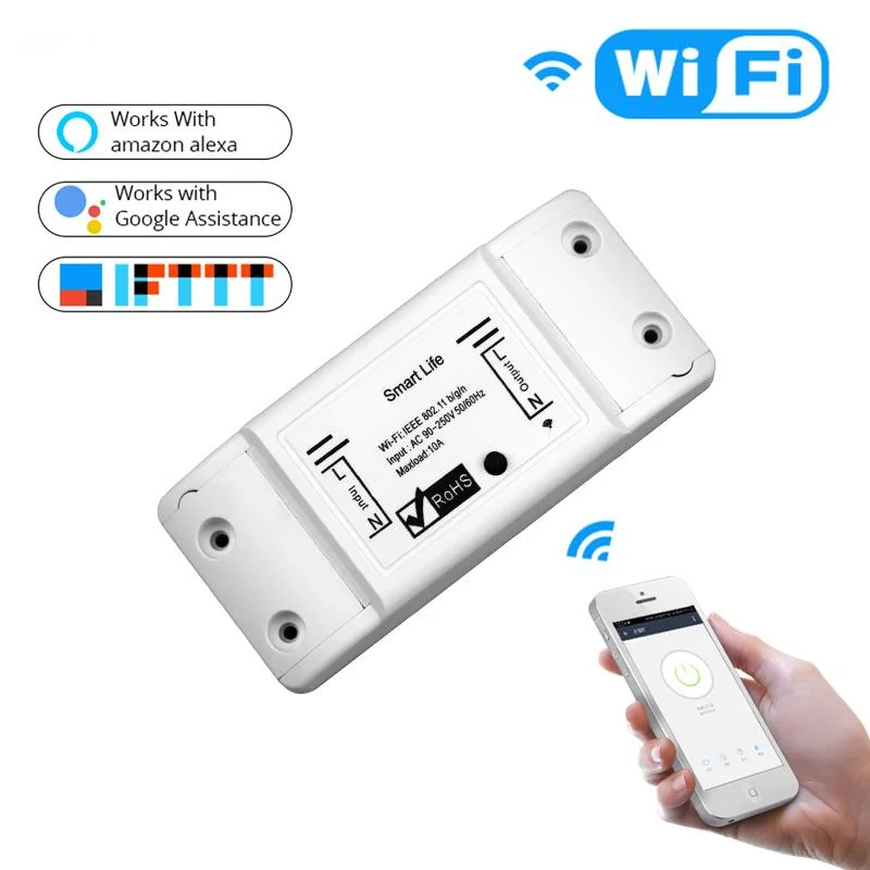 

DIY WiFi Smart Light Switch Universal Breaker Timer Smart Life APP Wireless Remote Control Works with Alexa Google Home