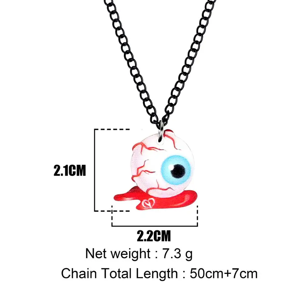 Акриловое ожерелье Bonsny с ужасным глазным яблоком крови на Хэллоуин цепочка