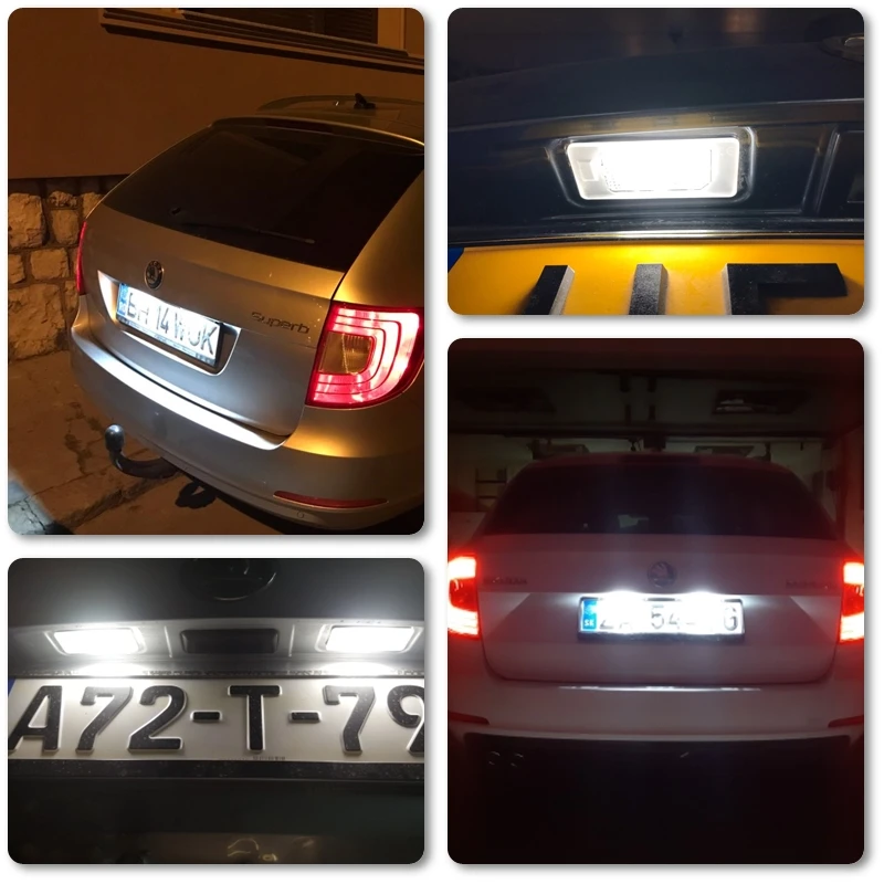 Светодиодные лампы для номерного знака Skoda Octavia Sedan Rapid Fabia MK2 MK3 Superb B6 Combo Yeti 5L SMD CANbus |