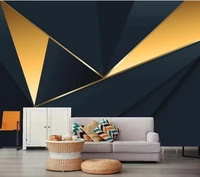3d golden line abstract geometry mural wallpaper creative art wall cloth living room sofa backdrop home decor papel de parede