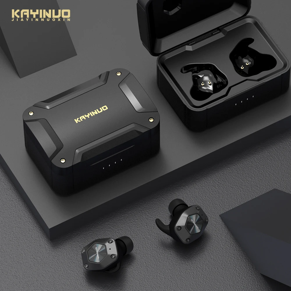 KAYINUO 9D стерео TWS Bluetooth наушники 5,0 Водонепроницаемая гарнитура с шумоподавителем Беспроводные спортивные наушники с микрофоном зарядным чехлом