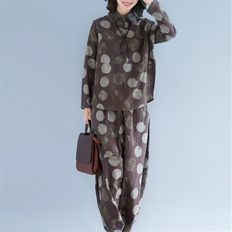 Брюки султанки из хлопка и льна свободные штаны в ретро стиле с принтом 2